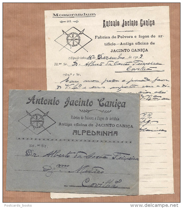 Alpedrinha FABRICA De POLVORA E FOGO ARTIFICIO Envelope + Carta Comercial Timbrada (Fundão - Castelo Branco) PORTUGAL - Portugal