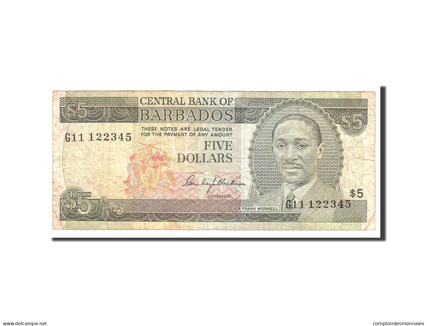Billet, Barbados, 5 Dollars, 1975, Undated, KM:32a, TB - Barbados