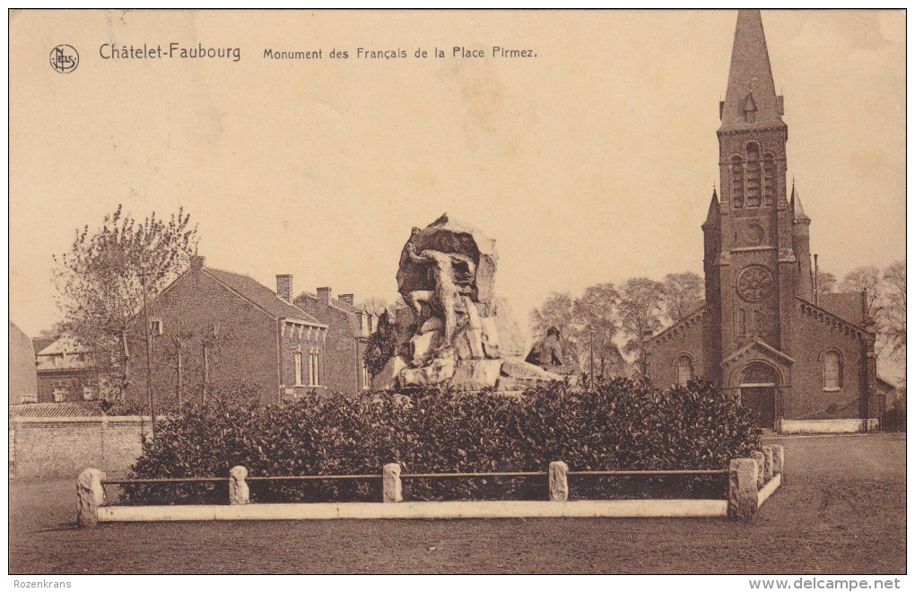 Chatelet - Le Monument Français De La Place Pirmez Et L'Eglise Du Faubourg Timbre Postzegel Rubens - Châtelet