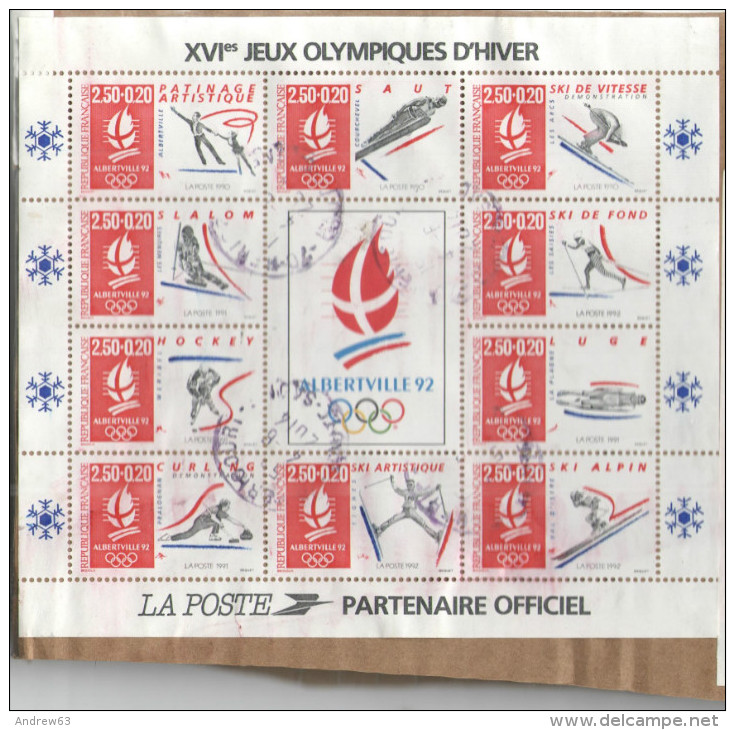 FRANCIA - France - 1992 - Bloc-feuillet - XVIes Jeux Olympiques D´Hyver Albertville 92 - Oblitéré - Fragment Appliqué... - Used