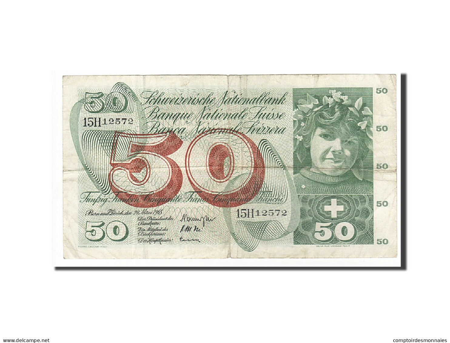 Billet, Suisse, 50 Franken, 1954-1961, 1963-03-28, KM:48c, TB - Suiza