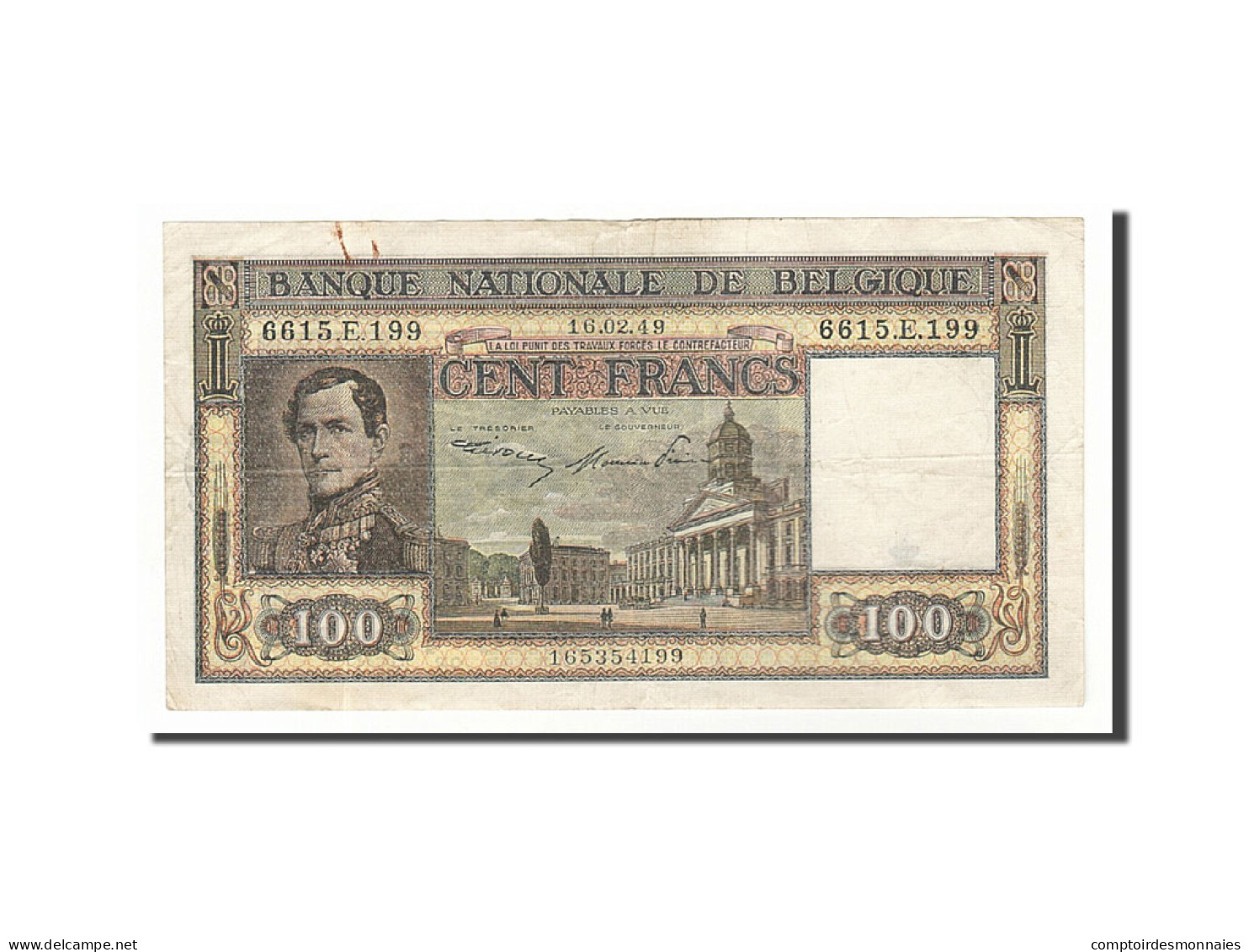 Billet, Belgique, 100 Francs, 1944-1945, 1949-02-16, KM:126, TB+ - 100 Francos