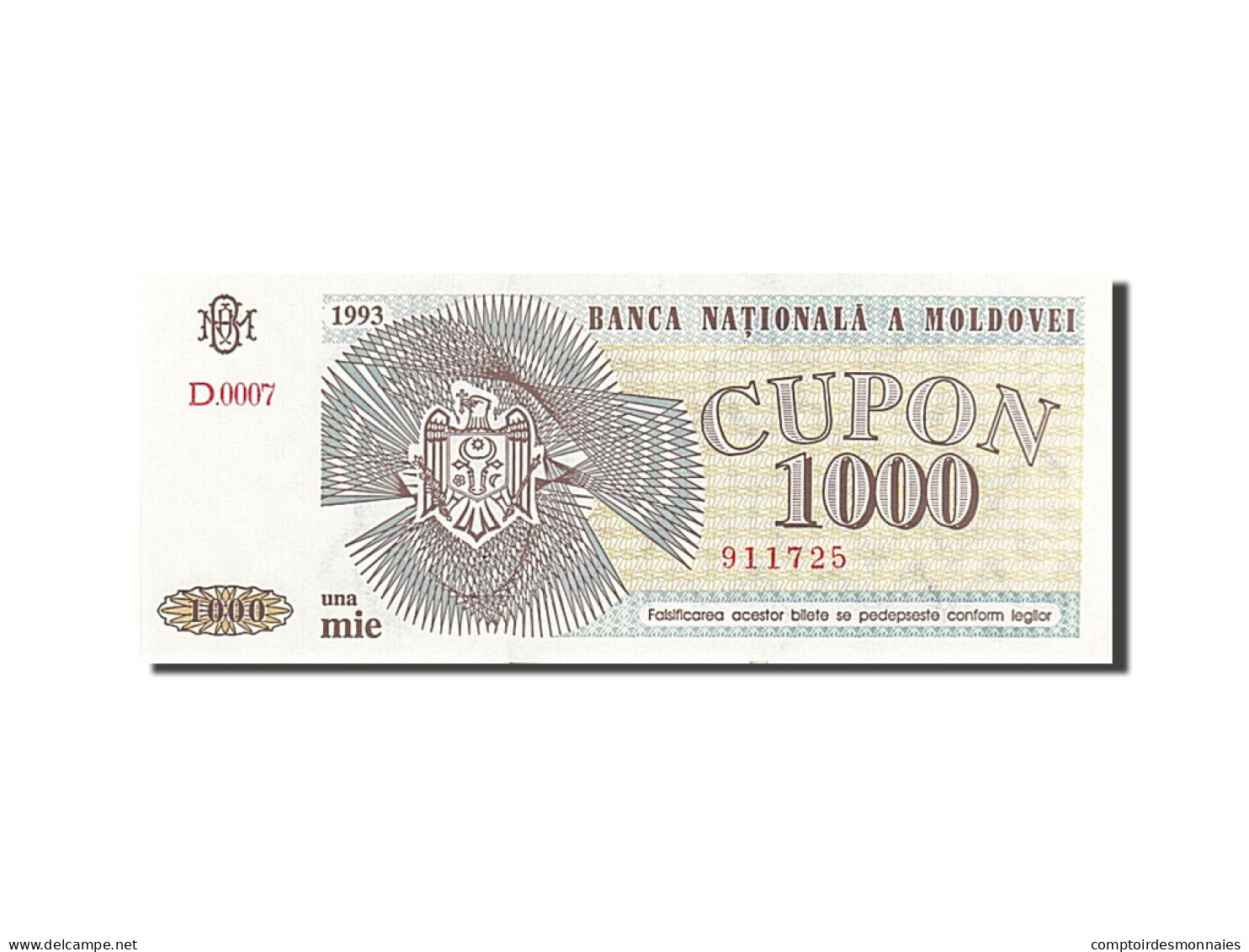 Billet, Moldova, 1000 Cupon, 1992-1993, 1993, KM:3, NEUF - Moldawien (Moldau)