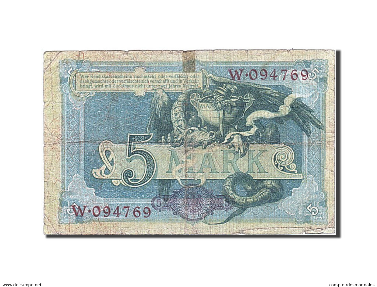 Billet, Allemagne, 5 Mark, 1904-1906, 1904-10-31, KM:8a, B+ - 5 Mark