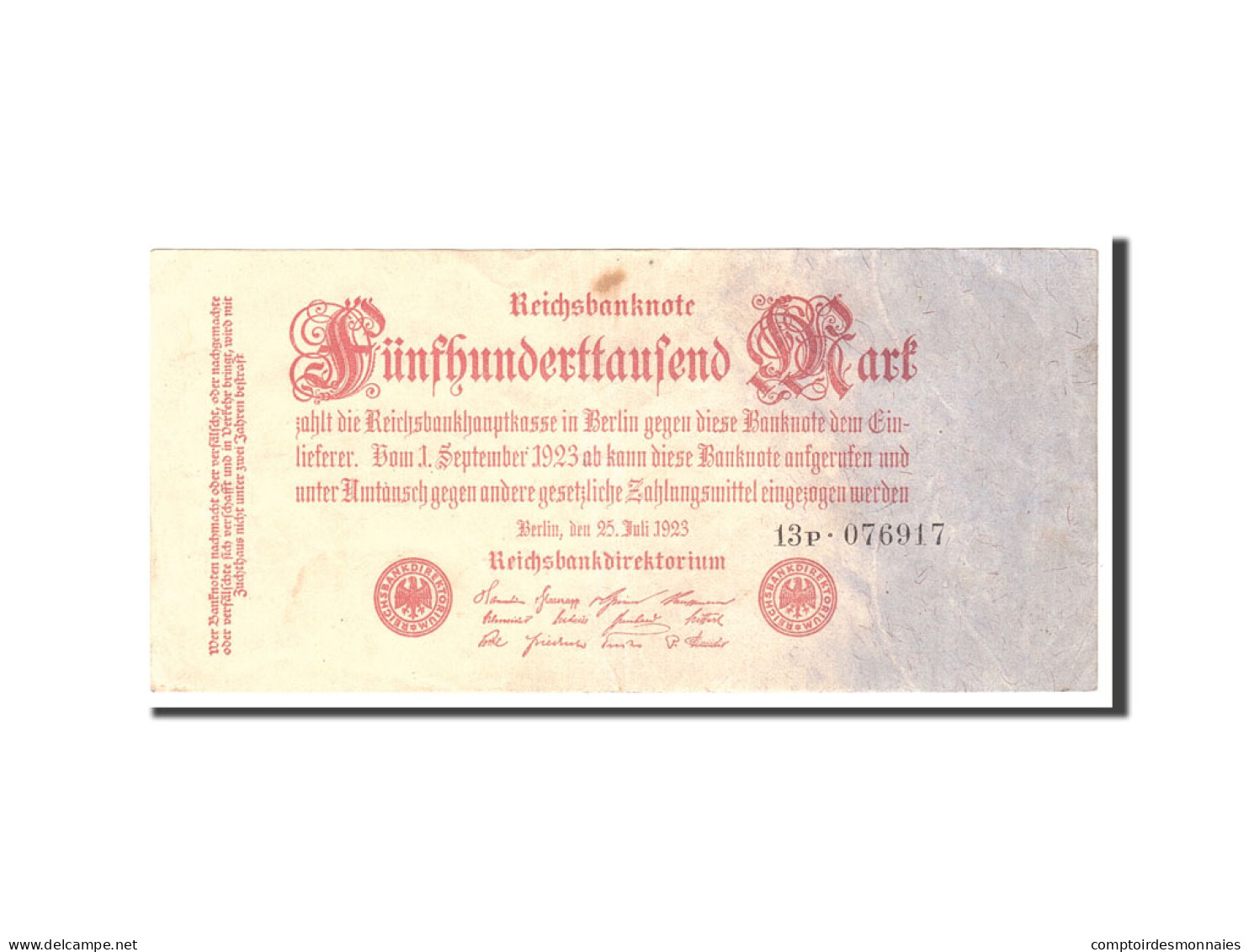 Billet, Allemagne, 500,000 Mark, 1923, 1923-07-25, KM:92, TTB - 500.000 Mark