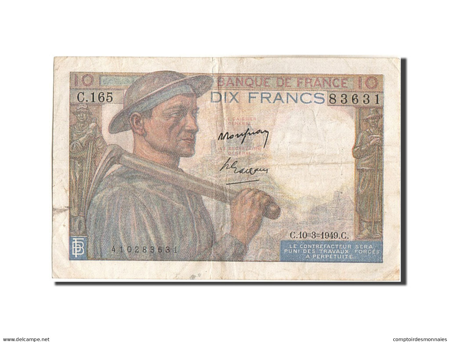 Billet, France, 10 Francs, 10 F 1941-1949 ''Mineur'', 1949, 1949-03-10, TB - 10 F 1941-1949 ''Mineur''