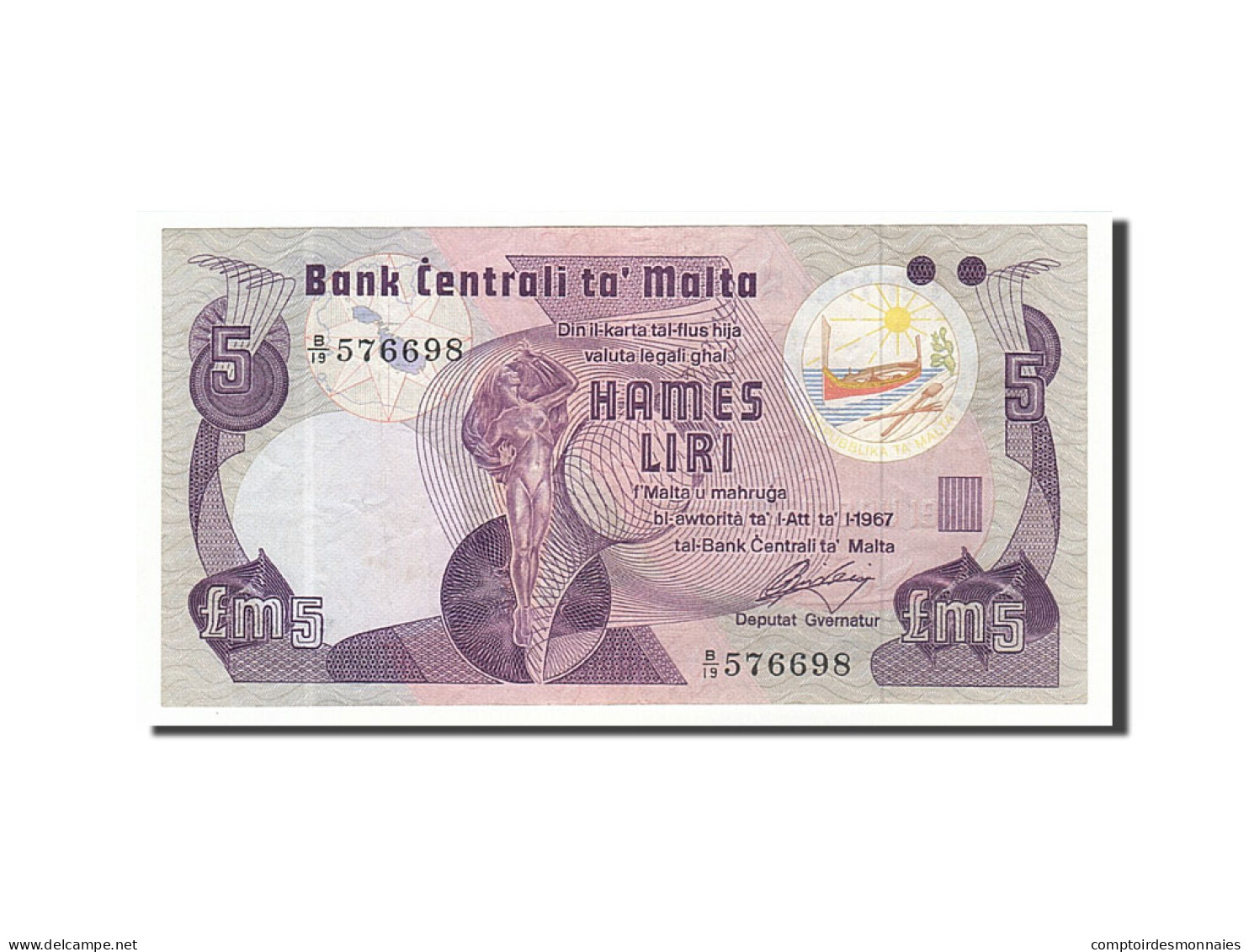 Billet, Malte, 5 Liri, 1979, Undated, KM:35b, TTB - Malte