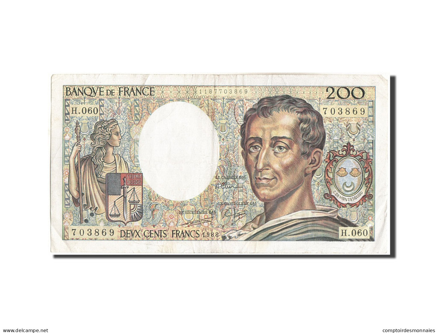 Billet, France, 200 Francs, 200 F 1981-1994 ''Montesquieu'', 1988, 1988, TTB - 200 F 1981-1994 ''Montesquieu''