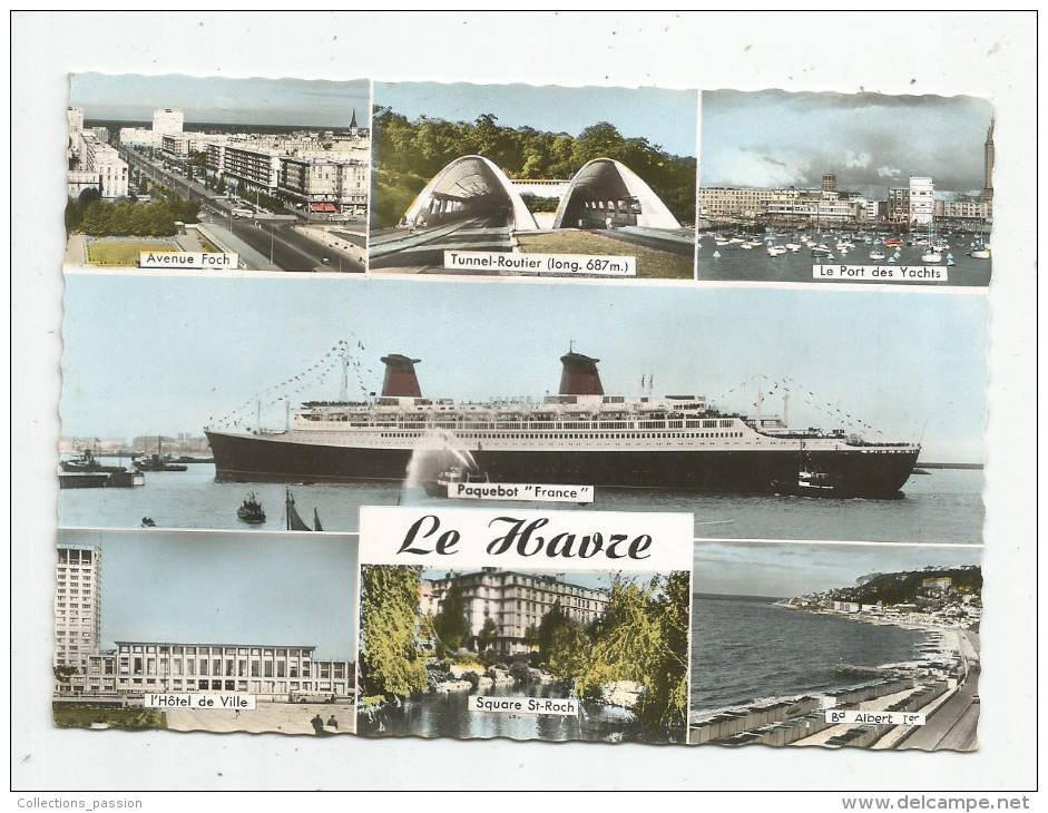 G-I-E , Cp , Bateaux , Paquebot LE FRANCE , Multi-vues , 76 , LE HAVRE , Vierge , Ed : Cap N° 1584 - Dampfer