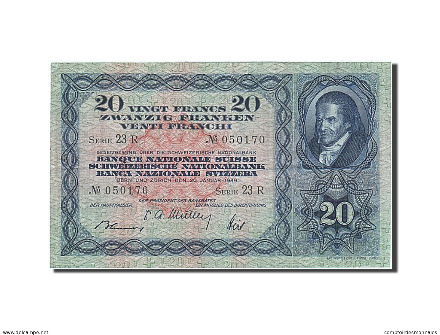 Billet, Suisse, 20 Franken, 1949, 1949-01-20, KM:39q, TTB+ - Zwitserland