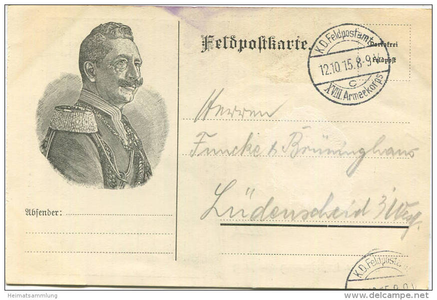 Schloss Stolzenfels - Oberlahnstein - Feldpost Gel. 1915 - Lahnstein