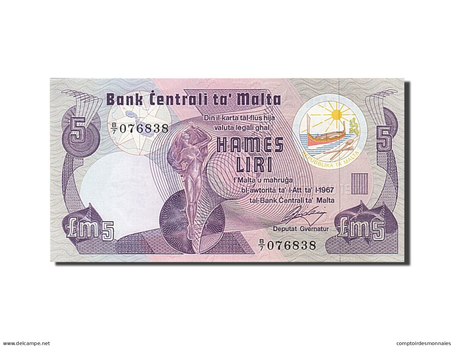 Billet, Malte, 5 Liri, 1979, 1979, KM:35a, NEUF - Malta