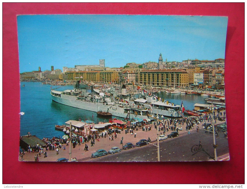 CPSM OU CPM  13 MARSEILLE  LE VIEUX PORT  QUAI DU PORT  ANIMEE  BATEAUX  VOITURES   VOYAGEE 1962 TIMBRE - Vieux Port, Saint Victor, Le Panier