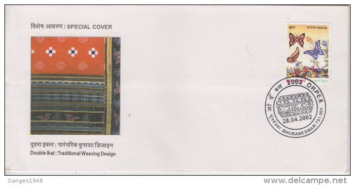 India  2002   Textiles  Traditional Desigh  Bhubaneshwar  Special Cover  Special Cover  # 89643 Inde Indien - Textiles