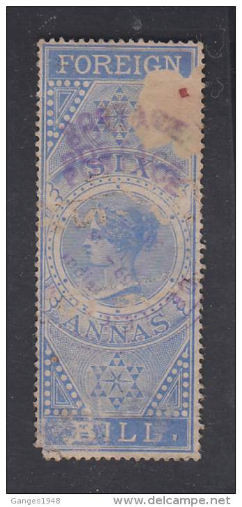 India  1866  QV   6 Annas Foreign Bill  FORGED  POSTAGE  Double Overprint    # 89709  Inde  Indien - 1858-79 Compagnie Des Indes & Gouvernement De La Reine