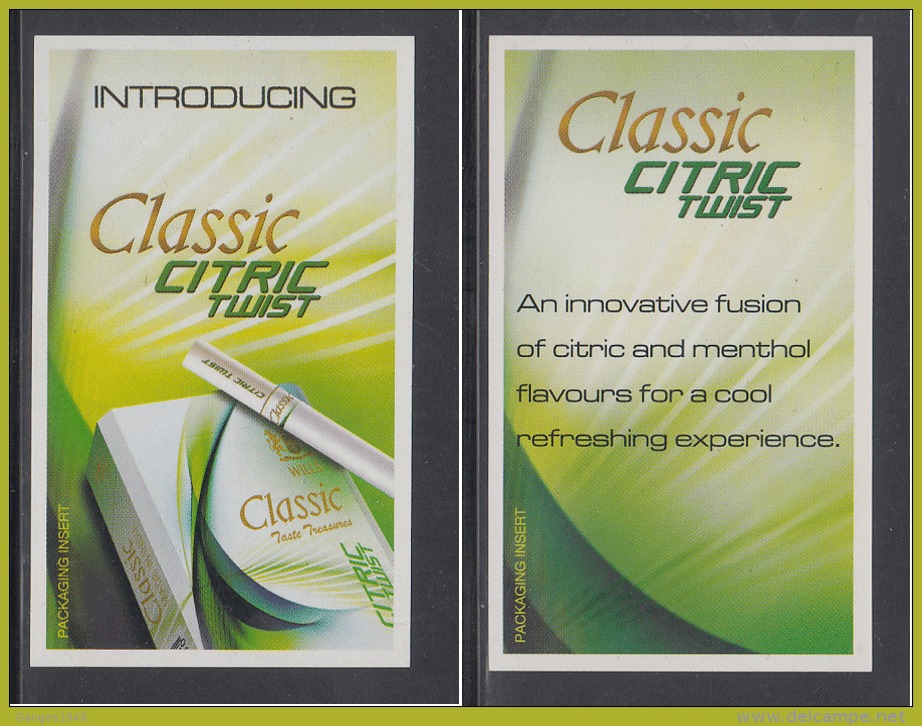 India  Classic Cigarettes  Insert Card In The Packet   # 89708  Inde  Indien - Estuches Para Cigarrillos (vacios)