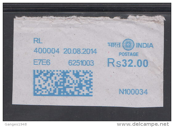 India  2014  - 32 Rs Rate  Digital  Meter Frank Registered  Book-Post Rate  Piece  # 89707  Inde Indien - Oblitérés
