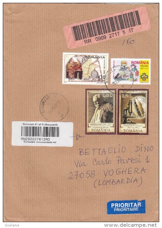 Romania 2007   -  Lettera Racc. X L'Italia Affrancata Con 4 Stamps - Marcophilie