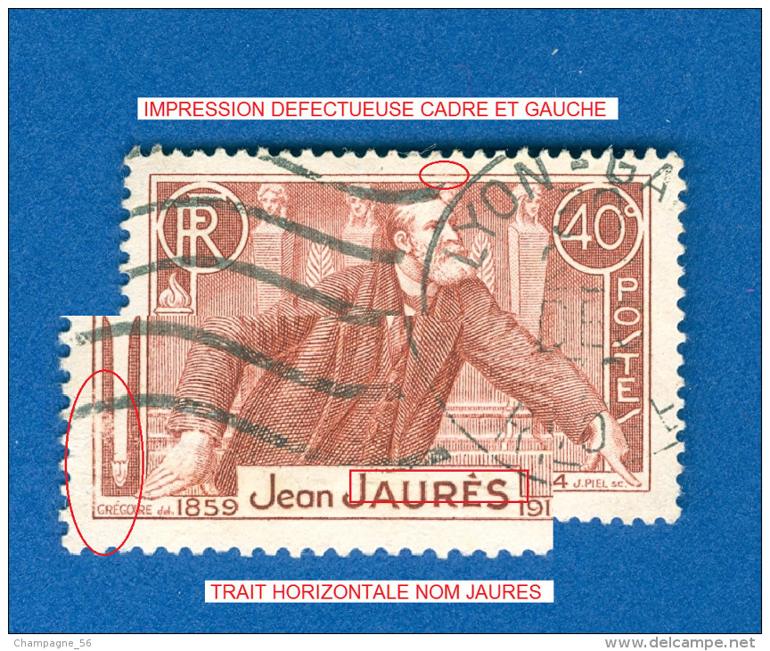 1936 N° 318 JEAN JAURES  OBLITÉRÉ  DOS CHARNIÈRE - Oblitérés