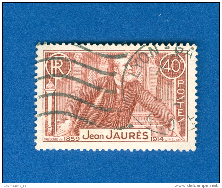 1936 N° 318 JEAN JAURES  OBLITÉRÉ  DOS CHARNIÈRE - Oblitérés