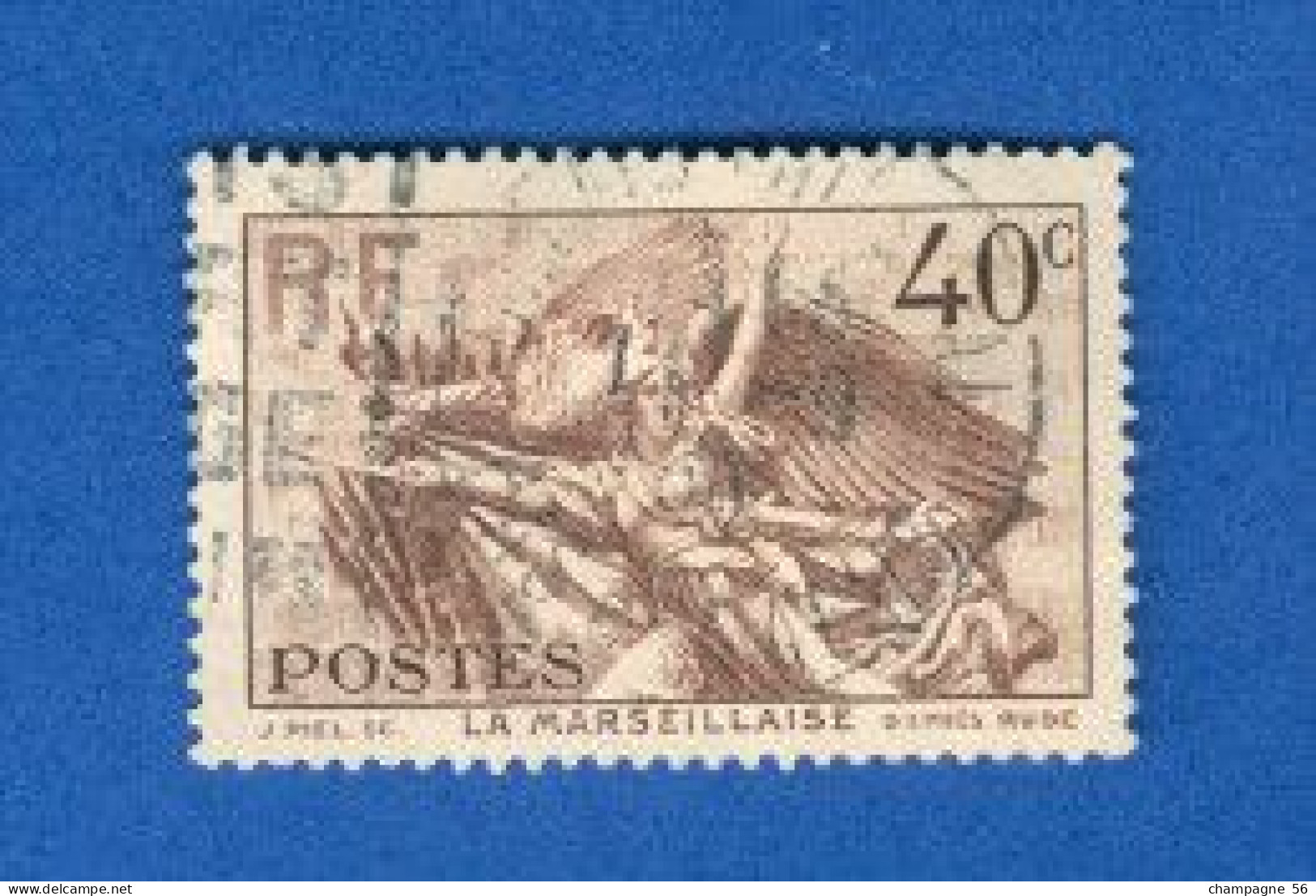 VARIETES FRANCE 1936 N° 315 LA MARSEILLAISE  OBLITÉRÉ  DOS CHARNIÈRE