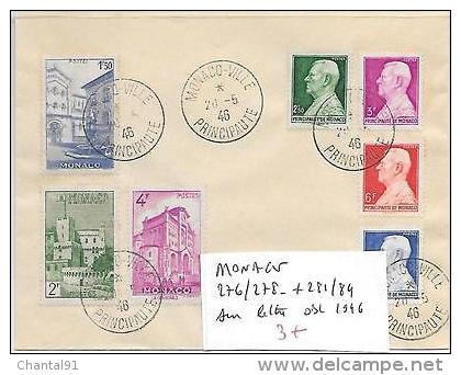 MONACO N° 276/278 + 281/84 SUR LETTRE CACHET 1ER JOUR - Covers & Documents