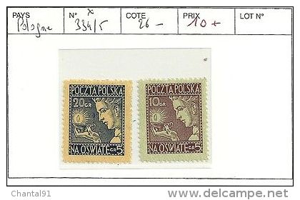 POLOGNE N° 334/5 * - Neufs