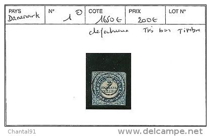 DANEMARK N°1 DEFECTUEUX RARE - Used Stamps
