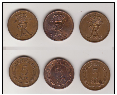 Dänemark , 5 Öre , 1970 , 1971 , 1972 ( G.Schön 67 ) - Dänemark