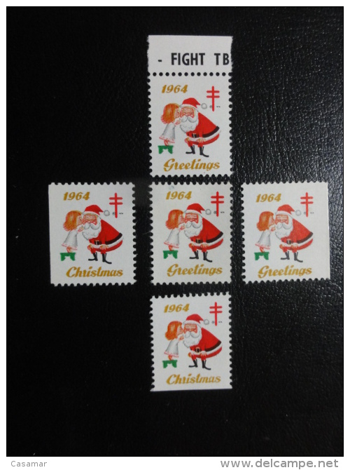 1964 5 Different Perforation Unperf Top Dawn Rigth Left Vignette Christmas Seals Seal Poster Stamp USA - Non Classificati