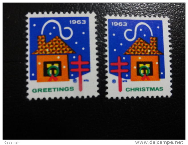 1963 Simetrical Vignette Christmas Seals Seal Poster Stamp USA - Non Classificati