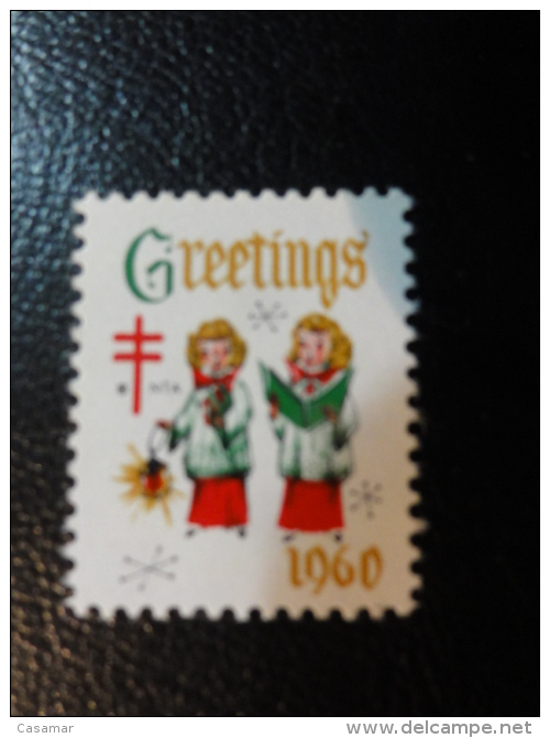 1960 Angel Vignette Christmas Seals Seal Poster Stamp USA - Non Classés