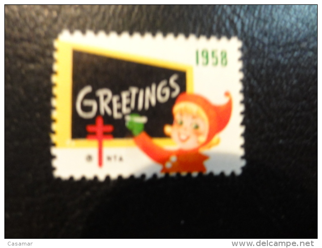 1958 Vignette Christmas Seals Seal Poster Stamp USA - Ohne Zuordnung