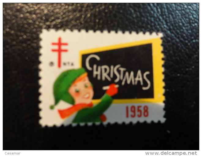 1958 Vignette Christmas Seals Seal Poster Stamp USA - Non Classificati
