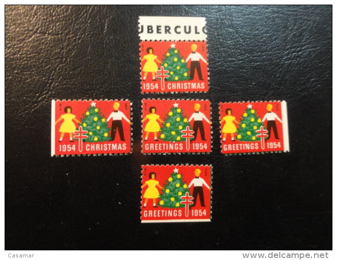 1954 5 Different Perforation Unperf Top Dawn Rigth Left Vignette Christmas Seals Seal Poster Stamp USA - Ohne Zuordnung