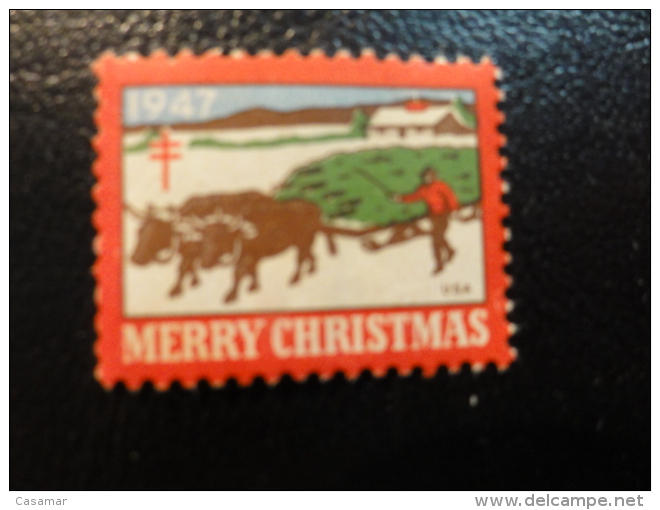 1947 Cow Vignette Christmas Seals Seal Label Poster Stamp USA - Non Classés