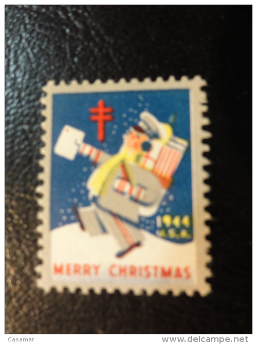 1944 Facteur Postman Cartero Vignette Christmas Seals Seal Label Poster Stamp USA - Non Classés