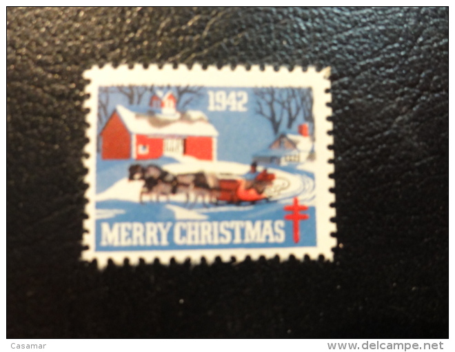 1942 Horse Cheval Vignette Christmas Seals Seal Label Poster Stamp USA - Unclassified