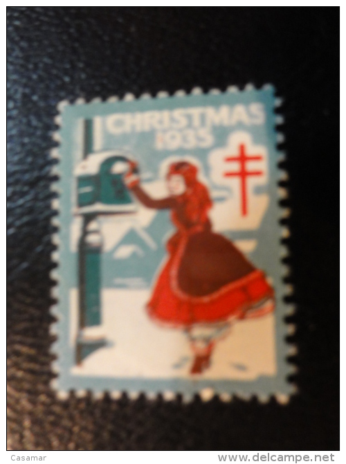 1935 Mailbox Vignette Christmas Seals Seal Label Poster Stamp USA - Non Classificati