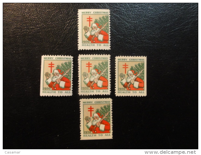 1930 Santa Claus 5 Different Perforation Unperf Top Dawn Rigth Left Vignette Christmas Seals Seal Label Poster Stamp USA - Non Classificati