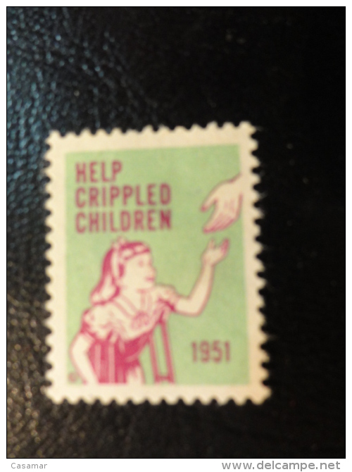 1951 Help Crippled Children Health Vignette Charity Seals Seal Label Poster Stamp USA - Unclassified