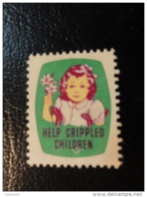 Help Crippled Children Health Vignette Charity Seals Seal Label Poster Stamp USA - Non Classificati