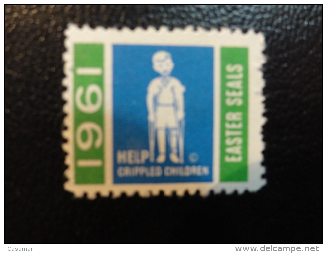 1961 Help Crippled Children Health Vignette Charity Seals Eastern Seals Seal Label Poster Stamp USA - Non Classificati