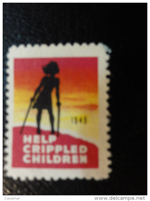 1949 Help Crippled Children Health Vignette Charity Seals Seal Label Poster Stamp USA - Non Classés