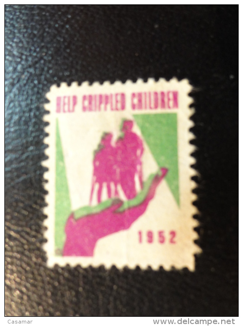 1952 Help Crippled Children Health Vignette Charity Seals Seal Label Poster Stamp USA - Non Classés