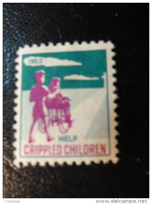 1953 Help Crippled Children Health Vignette Charity Seals Seal Label Poster Stamp USA - Non Classés