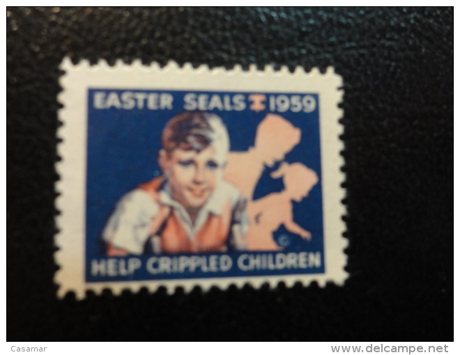 1959 Help Crippled Children Health Vignette Charity Seals Eastern Seals Seal Label Poster Stamp USA - Non Classés