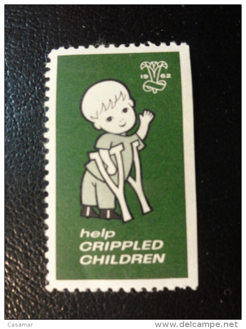 1962 Help Crippled Children Health Vignette Charity Seals Seal Label Poster Stamp USA - Non Classés