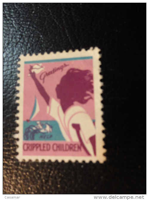 Help Crippled Children Health Vignette Charity Seals Seal Label Poster Stamp USA - Non Classés