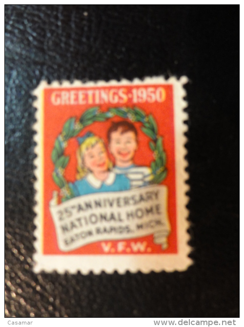 1950 VFW National Home EATON RAPIDS Michigan Health Vignette Charity Seals Seal Label Poster Stamp USA - Non Classés